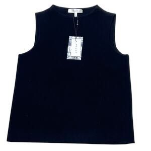 Milly Funnel Neck Sleeveless Sweater Blouse Black Size P New with Tags